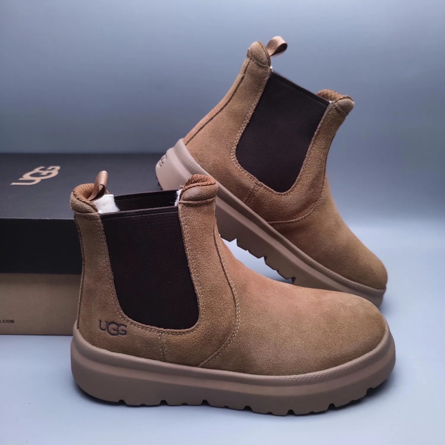 💰600 UGG sheepskin all-in-one snow boots 2050 casual mid-calf boots men's boots color: maroon black chocolate size: 39-45